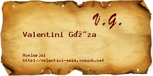 Valentini Géza névjegykártya
